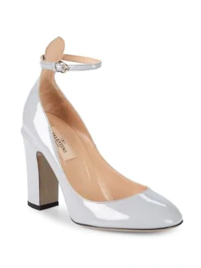 Valentino Garavani Tango Metallic Leather Pumps In Light Grey