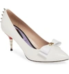 Gucci Sadie Spiked Pointy Toe Pump In Vintage White Patent
