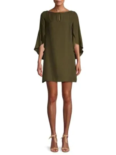 Milly Papillon Silk Dress In Army Green