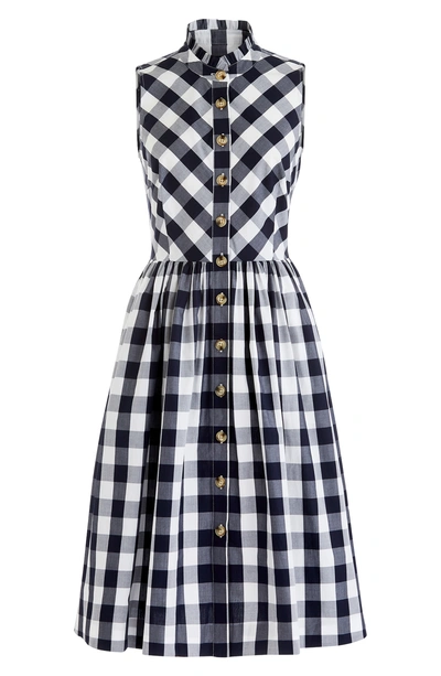 Jcrew Gingham Button Down Dress In Big Gingham Navy White