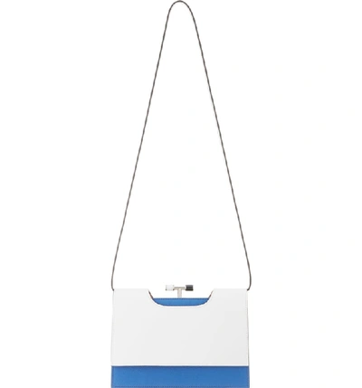 The Volon Chateau Colorblock Leather Shoulder Bag - White In White/ Blue