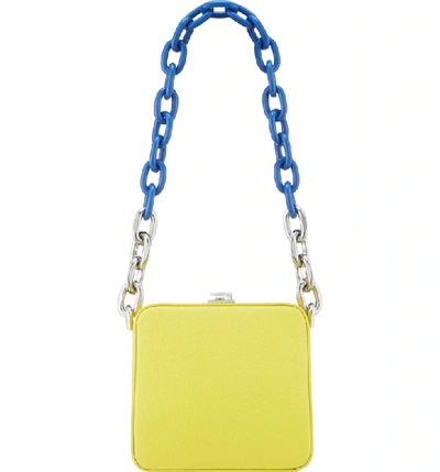 The Volon Cube Chain Handle Leather Bag - Yellow In Lemon