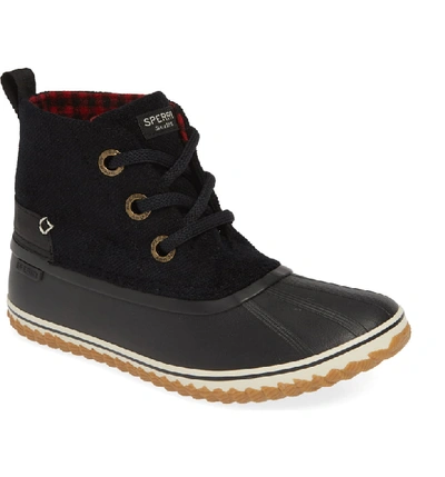 Sperry Schooner Chukka Duck Boot In Black Wool/ Leather