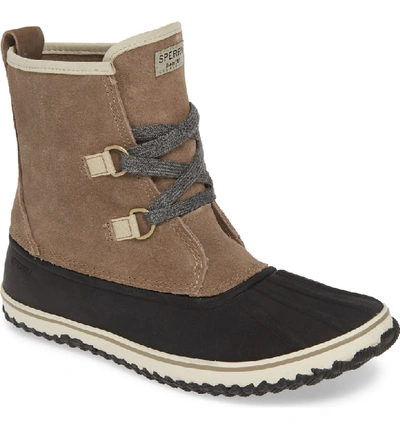 Sperry Schooner Duck Boot In Dark Beige Suede