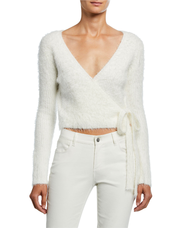 fuzzy wrap sweater