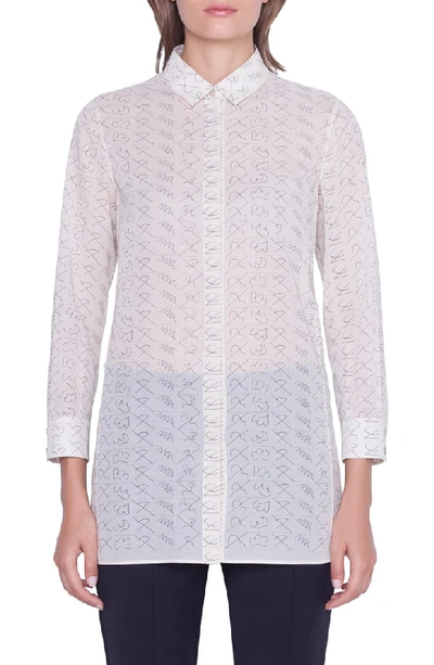 Akris Leporello Print Cotton Voile Shirt In Paper