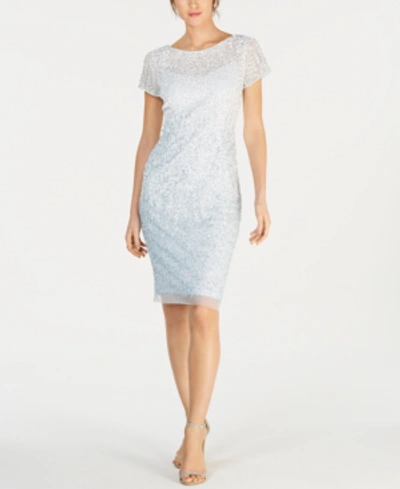 Adrianna Papell Ombre Illusion Sheath Dress In Ivory/cloud