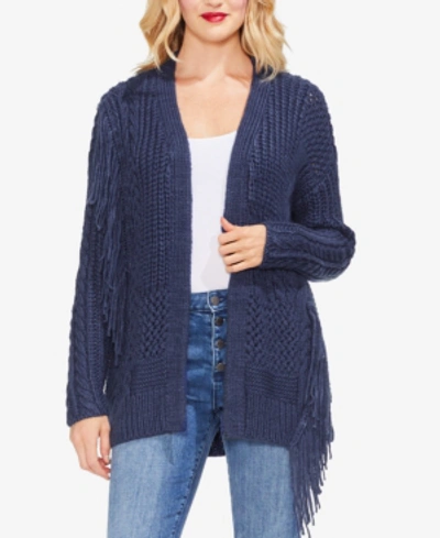 Vince Camuto Frayed-trim Cardigan In Ink Blue