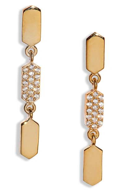 Argento Vivo Pave Diamond Shape Charm Chevron Huggie Hoop Earrings In 14k Gold Plated Sterling Silver