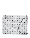 Mcm Visetos Pouch Crossbody In Berlin Silver/cobalt