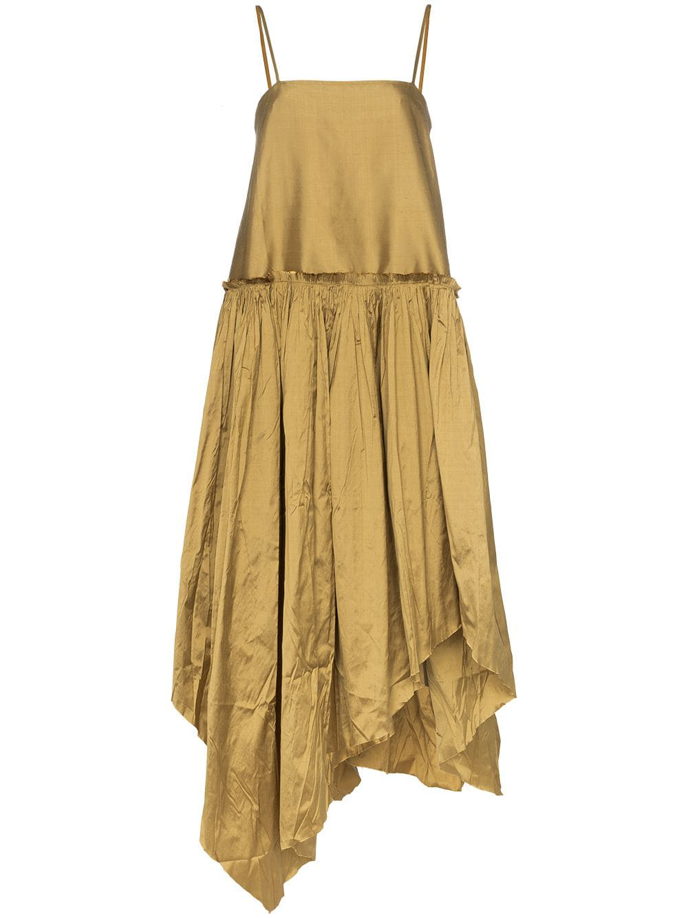 Marques' Almeida Marques'Almeida Gathered Silk Midi-Dress - Gold | ModeSens