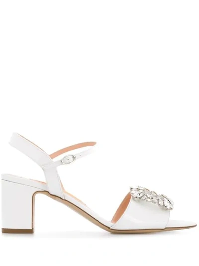 Rupert Sanderson Crystal Embellished Sandals In White