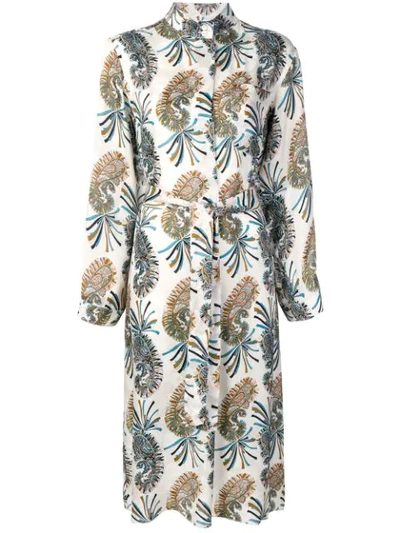 Etro Printed Silk Viscose Shirt Dress In White