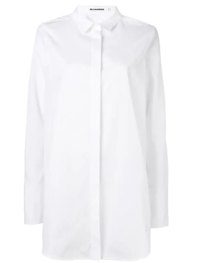 Jil Sander Long-line Classic Shirt In White