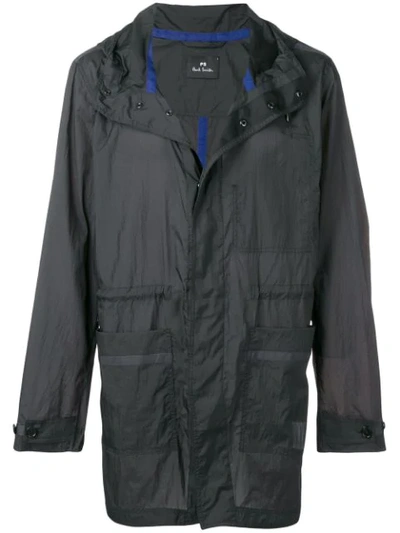 Ps By Paul Smith Parka Lightweight Rain Jacket In Black