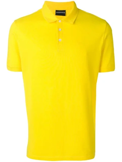 Emporio Armani Geripptes Poloshirt In Yellow