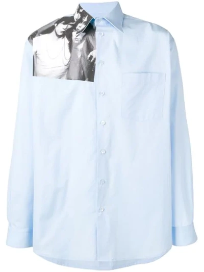 Raf Simons Photographic-print Cotton Shirt In Blue