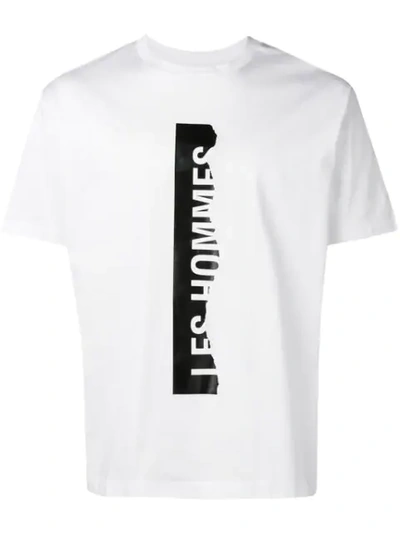 Les Hommes Ripped Logo Print T-shirt In White
