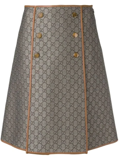 Gucci Gg Pattern A-line Skirt In Brown