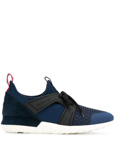 Moncler Emilien Suede And Rubber-trimmed Mesh Sneakers In Blue