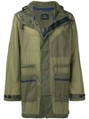 Ps By Paul Smith Dyed Parka Coat In Green