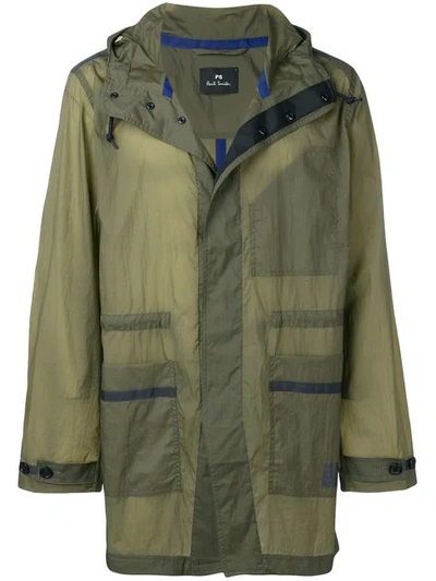 Ps By Paul Smith Dyed Parka Coat In Green