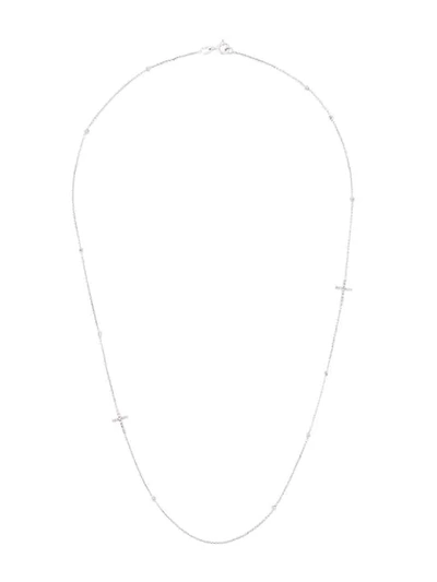 Ann Demeulemeester Diamond Cross Necklace In Silver