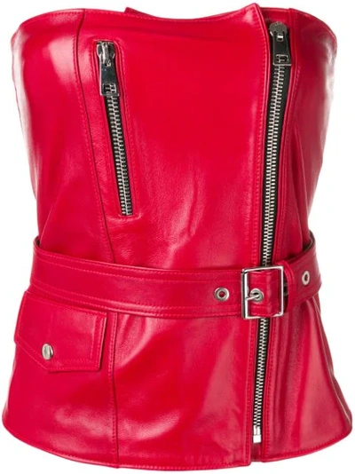 Manokhi Strapless Biker Top In Red