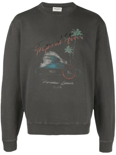 Saint Laurent Tropical Fever Print Sweatshirt In Grey