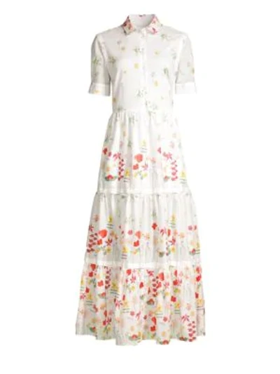Weekend Max Mara Lina Short-sleeve Floral Dress In White