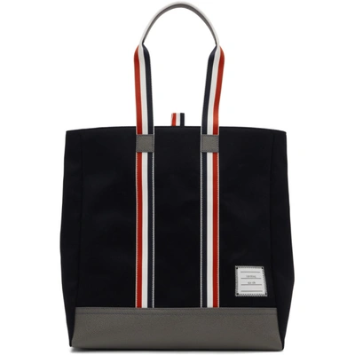 Thom Browne Navy Unstructured Tote In 415 Navy