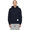 Thom Browne 4-bar Honeycomb Piqué Hoodie In 415 Navy