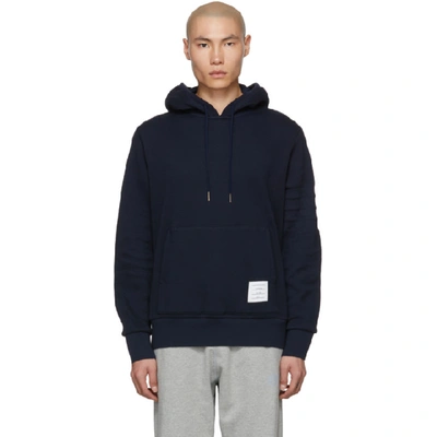 Thom Browne 4-bar Honeycomb Piqué Hoodie In 415 Navy