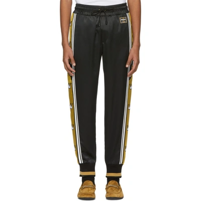 Dolce & Gabbana Dolce And Gabbana Black And Gold Crowns Lounge Pants In N0000 Black
