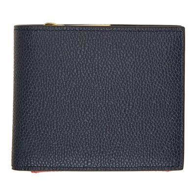 Thom Browne Navy Fold-out Coin Purse Wallet In 960 Rwbwht