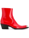 Calvin Klein 205w39nyc Men's Chris Spazzolato Leather Western Boots With Capped Toe In Red