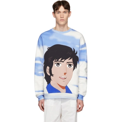 Msgm Anime Print Sweatshirt In Blue