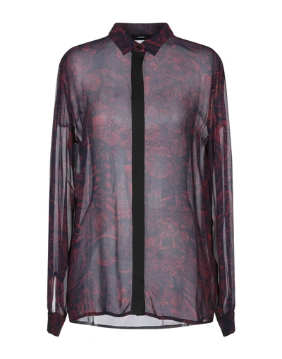 Diesel Patterned Shirts & Blouses In Maroon