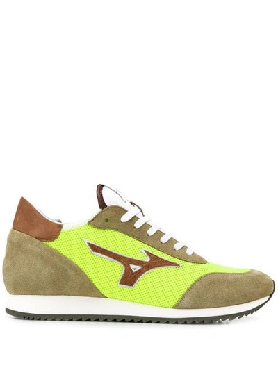 Mizuno L.s. Etamin Fabric & Leather Sneakers In Neon Yellow