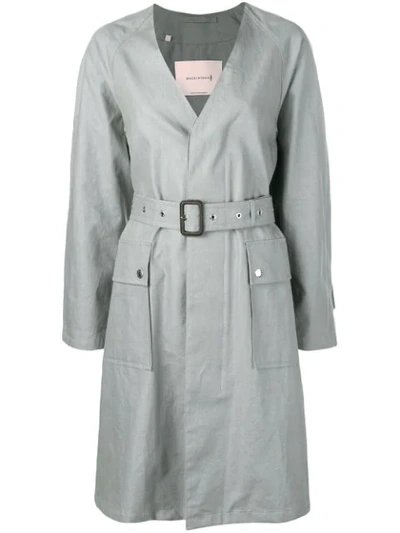 Mackintosh Slate Linen V-neck Coat Lm-096b In Grey