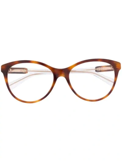 Gucci Round Tortoiseshell Glasses In 棕色