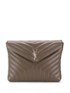 Saint Laurent 'monogram' Clutch In Grey