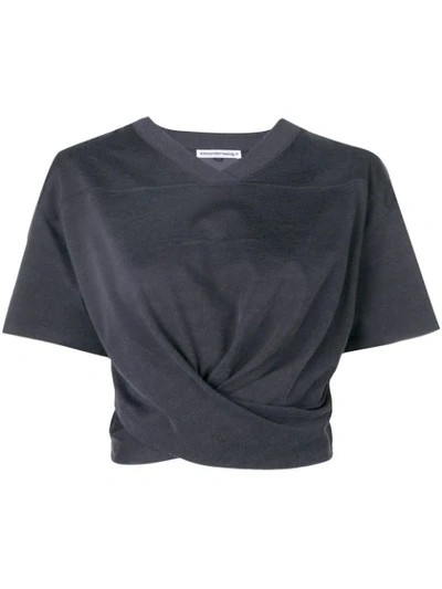 Alexander Wang T Hem Knot Cropped T-shirt In Grey