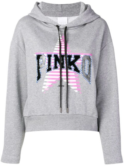 Pinko Star Print Logo Hoodie In Grey
