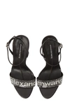 Alexander Wang Jo Crystal Logo Slide Sandals In Black/ Silver