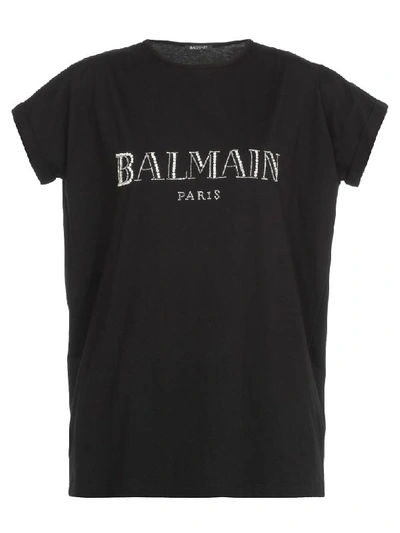 Balmain Cotton T-shirt In Noir/argent