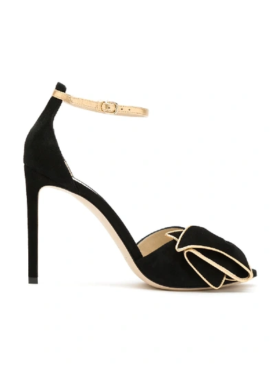 Jimmy Choo Women's Karlotta 100 Suede High-heel Sandals In Black/gold Suede