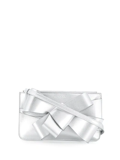 Delpozo Bow Embellished Clutch In 980 Argent
