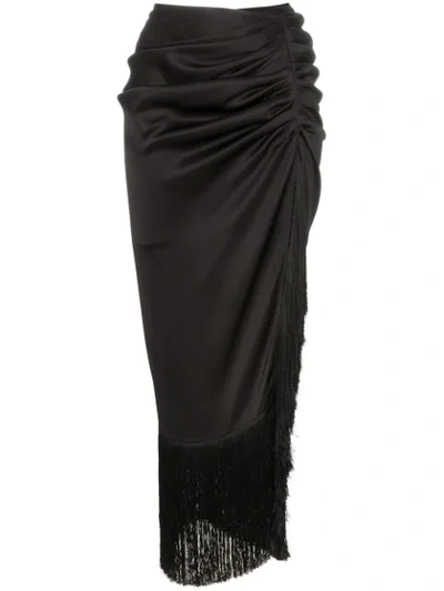 Magda Butrym Alba Fringed Silk Skirt In Black