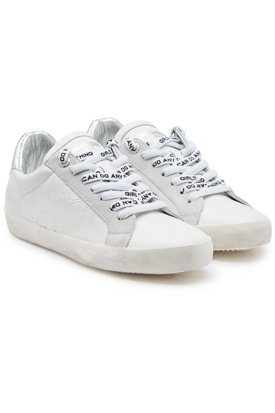 Zadig & Voltaire Leather And Suede Sneakers In White | ModeSens
